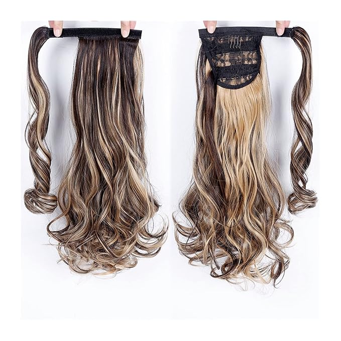 Hair Accessories 22 Long Wavy Ponytail Lengthening Synthetic Curly Wraparound Ponytail Hair Extension Hair Clip Women Wig Curly Bun Hair Pieces For Women(15)