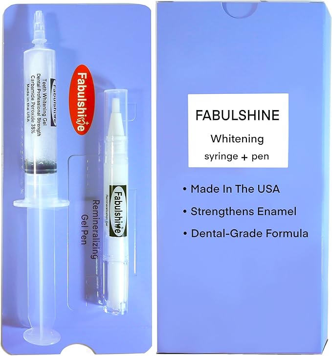 Teeth Whitening Gel Kit Refill Pack 10ml Whitening Gel Syringe + 2ml Remineralizing Gel Pen 25 Uses American Powerful Teeth Whitener