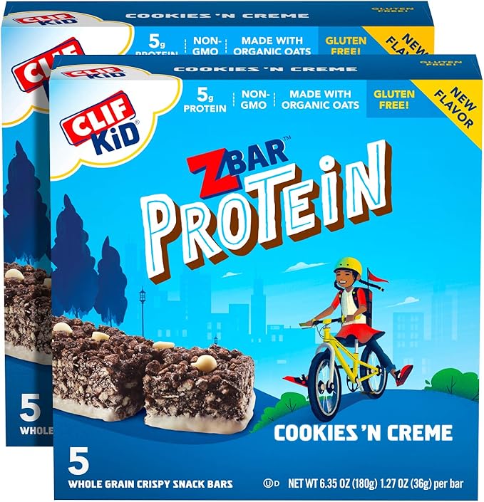 CLIF Bar - Protein Granola Bars - Cookies and Creme Flavor (1.27 Ounce Gluten Free Bars Lunch Box Snacks 10 count)