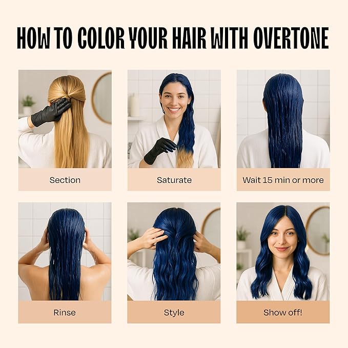 Overtone Semi Permanent Hair Color Conditioner Indigo Iris 8 oz Nourishing Damage-Free Color Depositing Mask for All Hair Types with Shea Butter &amp Coconut Oil Vegan &amp Cruelty-Free