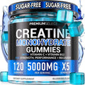 Sugar Free Creatine Monohydrate Gummies 5g Per Serving - 120 Monohydrate Creatine Gummies Advanced Complex with Vitamin C + Vitamin B12 for Muscle Strength Energy Boost Pre-Workout Gummy