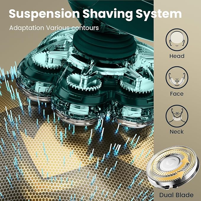 SHPAVVER Head Shavers for Bald Men: 7D Detachable Bald Shavers- IPX7 Waterproof Wet Dry Electric Razor for Balder-LED Display Type C Charger