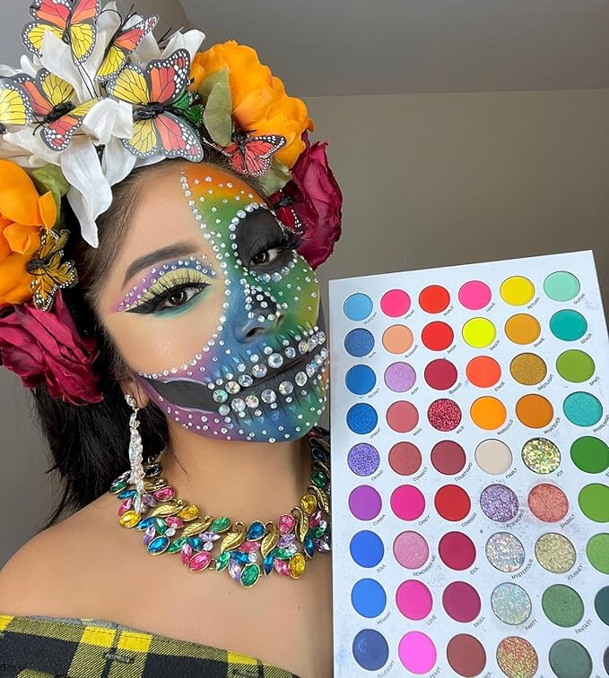 DE'LANCI Big Colorful Eyeshadow Palette Professional 54 Color Board Eye Shadow Bright Neon Glitter Matte Shimmer Makeup Pallet Highly Pigmented Powder EyeShadow for Women Girl Halloween Christmas Gift