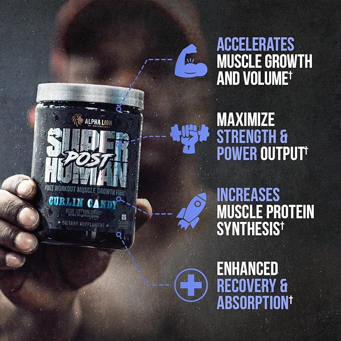 ALPHA LION Superhuman Post Post Workout Recovery Fast Acting Post Workout for Men &amp Women (25 Servings Curlin Candy)