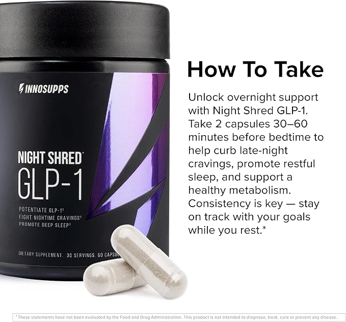 InnoSupps Night Shred??GLP-1 | Nighttime Metabolic + Sleep Support* | Akkermansia + Ashwagandha | 60 Capsules. 30 Servings.