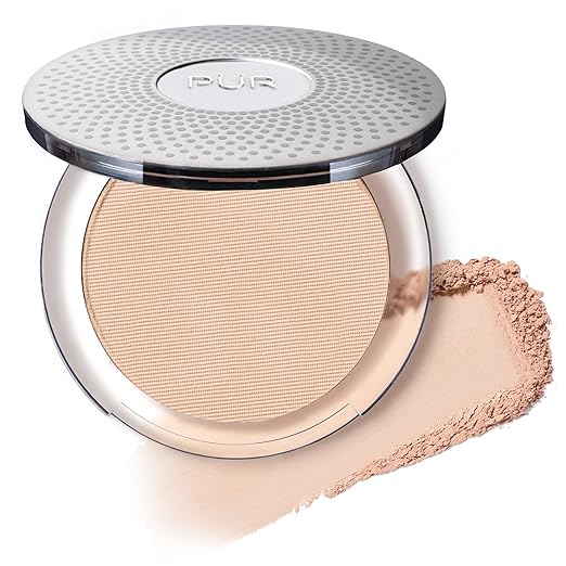 P?R MINERALS 4-in-1 Pressed Mineral Makeup Powder Foundation with SPF 15 - Concealer &amp Finishing Compact Pressed Powder for Face - Buildable Medium to Full Coverage Foundation Powder