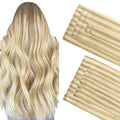 GOO GOO Invisi Edge Clip in Hair Extensions Set 12inch 85g 5pcs Injected Seamless PU Clip ins and 2pcs Classical PU Clip ins Virgin Real Human Hair #P18A/613A