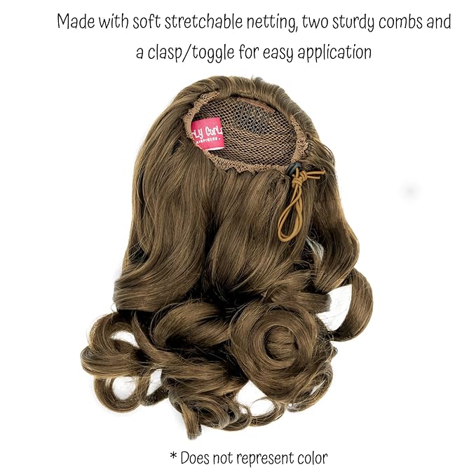 Perfect Curls Cheerleader Hairpiece 14 inch Curly Ponytail Hairpiece for Young Girls (Cocoa)