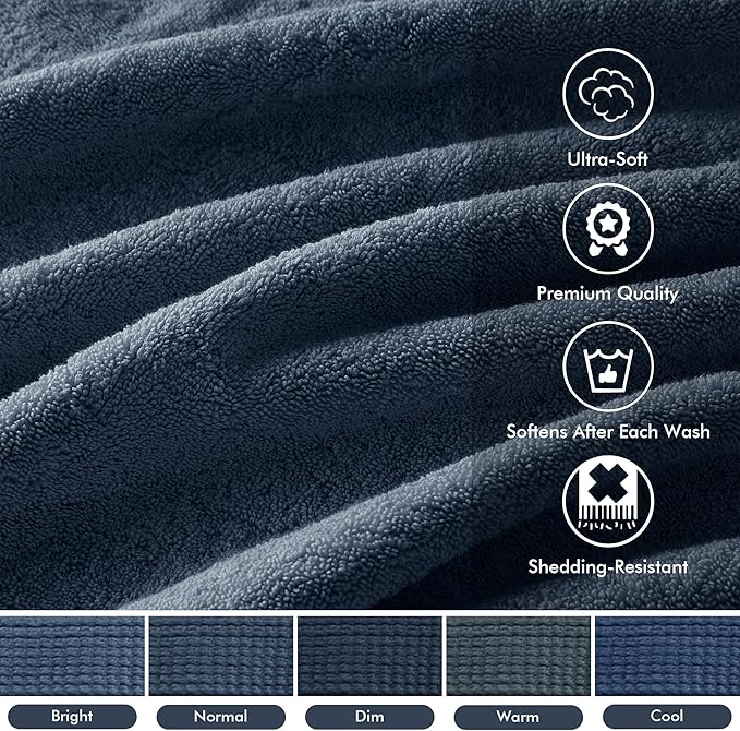 Madison Park 800GSM Bathroom Towel Set of 8 100% Cotton Bath Towel Set for Bathroom Luxurious Highly Absorbent 2 Bath Towels 2 Hand Towels 4 Washcloths Quick Dry Spa Quality Slate Blue