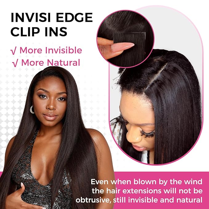 Lashey Invisi Edge Clip in Hair Extensions 14 Inch 110g 7pcs Injected Seamless PU Clip in Hair Extensions Virgin Human Hair #2 Dark Brown Straight Hair