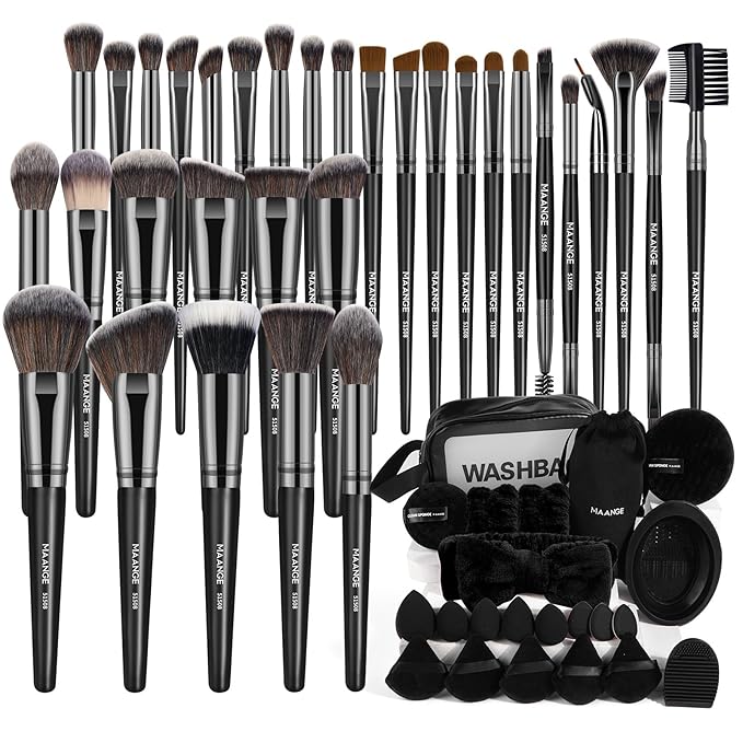 MAANGE Makeup Brushes 54 Pcs Makeup Tool Set Multi-functional Makeup Kit Premium Synthetic Brush Make up Brushes Set for Women Girl (Black 54 Pcs)