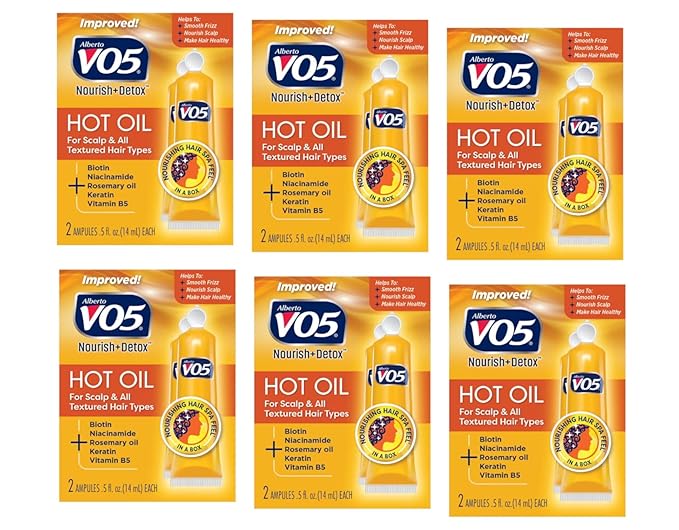 Alberto VO5 Moisturizing Hot Oil Treatment 0.5 Ounce 2-Count Tubes (Pack of 6)