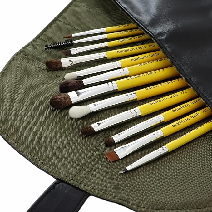Bdellium Tools Professional Makeup Brush Studio - Eyes 12pc. Brush Set with Roll-Up Pouch