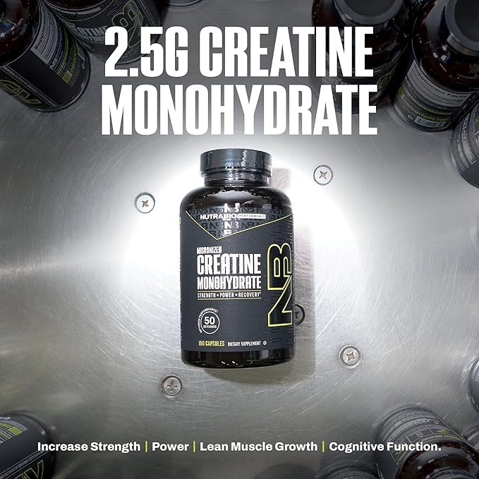 NutraBio Pure Micronized Creatine Monohydrate Capsules Creatine Pills Supports Bulk Muscle Energy Recovery and Strength - Keto Friendly Kosher Creatine Nutritional Supplement for Men and Women