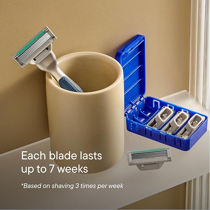 HARRY'S PLUS: Shaving Kit for Men ? Gift Box with Premium Handle 5 Razor Blade Cartridges 2 oz Foaming Shave Gel &amp Travel Cover Advanced Pivoting System ? Moss