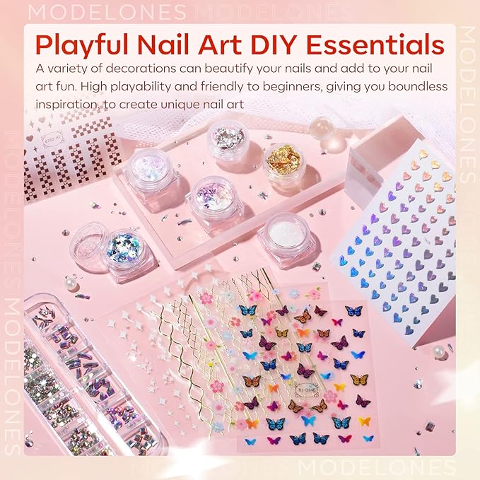 Modelones Poly Nail Gel Kit with 48W U V/LED Lamp 8 Fall Colors Clear Orange Pink Brown Glitter Extension Builder Gel Complete Art Tools Manicure Professional Starter Supplies DIY at Home