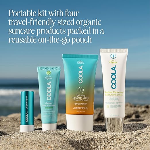 COOLA Organic Sunscreen SPF 50 &amp 30 Sunblock Spray Kit Dermatologist Tested Skin Care for Daily Protection Vegan and Gluten FreeTravel Size 2 Fl Oz 3 Pack