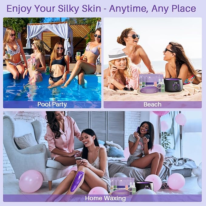 BLITZWAX Brazilian and Bikini Waxing Kit for Women Hard Wax Warmer for Face Legs and Body At Home Hair Removal Kit Beginner Friendly Fast Heating 51 Accessories 6 Types Wax Bean Formula