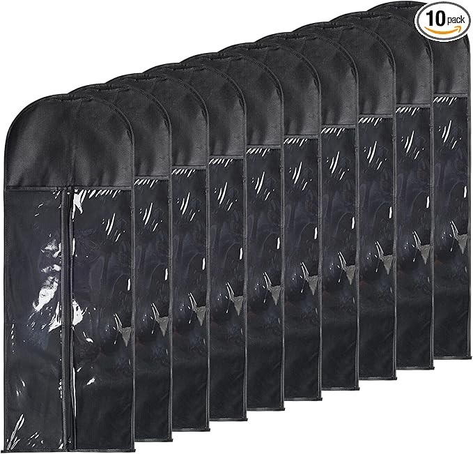 10 Packs 31.5in Extra Long Hair Extensions Storage Bag Folding Wig Bags Dust Proof Wigs Carrier Bags with Strong Durable Zipper for Home Salon Organizer (Black)