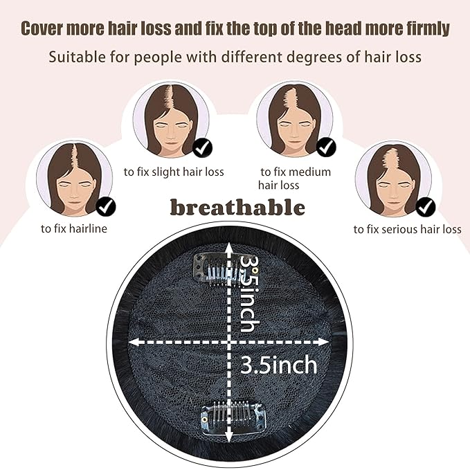 10 Straight Hair Piece With Twist Braid Headband for Women Human Hair Clip In Topper Hair Extension With Bangs (Natural Black)