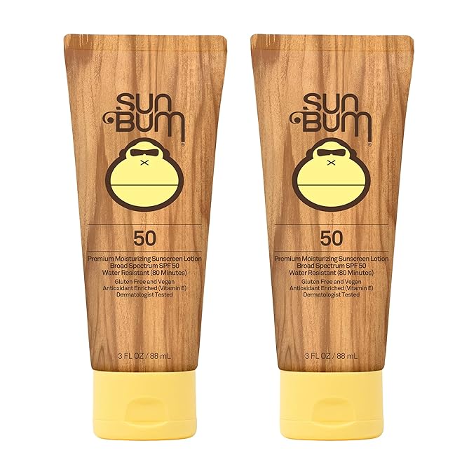 Sun Bum Original Spf 50 Sunscreen Lotion Vegan and Hawaii 104 Act Compliant (Octinoxate &amp Oxybenzone Free) Broad Spectrum Moisturizing UVA/UVB With Vitamin E 3 Ounce 2 Pack