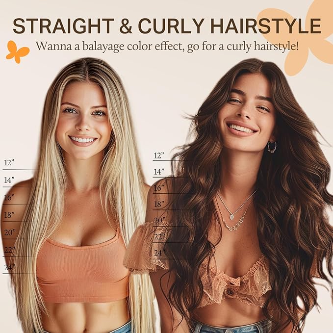 DOORES Human Hair Extensions Soft Honey Blonde Highlight Platinum Blonde 20 Inch 120g 7pcs Clip in Hair Extensions Natural Thick Weft for Women Straight Weft Gift