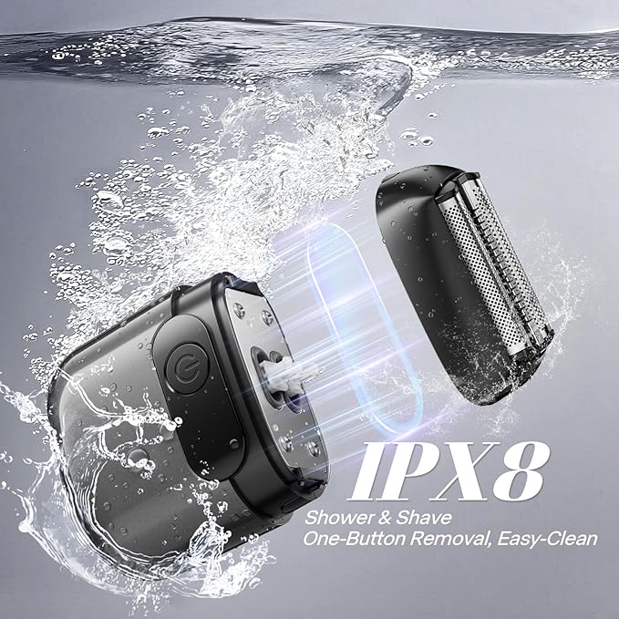 Electric Foil Shaver for Men :3D Floating Blades LED Display USB-C Fast Charge IPX8 Waterproof - Perfect for Travel &amp Smooth Shaving at Home Gray