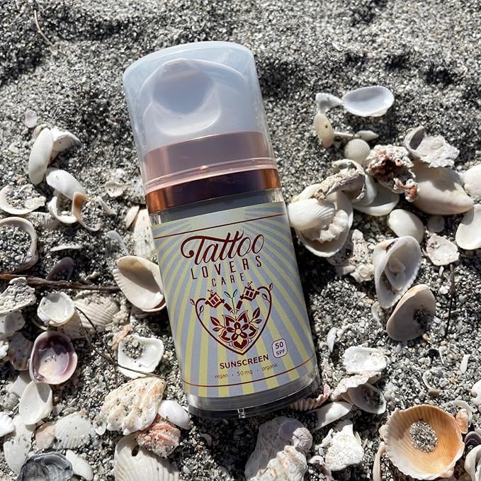 Tattoo Lovers Care Tattoo SPF 50 Sunscreen Mineral Based Deeply Moisturizes &amp Protects Ink Against Fading Tattoo Fade Protection and Moisturizer Vegan Organic 1.7oz