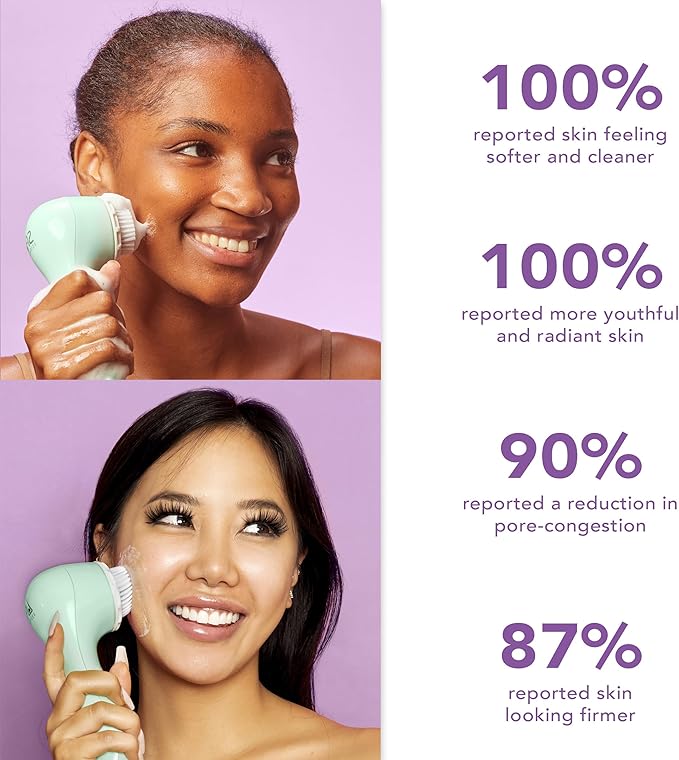 Spa Sciences - NOVA - Sonic Cleansing Brush with Bristles &amp Infusion System ? Anti-Aging Facial Exfoliating Waterproof and USB Rechargeable