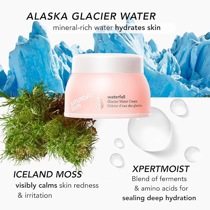 Saturday Skin Face Moisturizer Water Face Cream Natural Oil free Gel Type Cream From Alaska Glacier Water Day &amp Night Korean Skin Care Cream Soothing Hydrating Facial Moistrurizer (1.69 Fl. Oz. 50