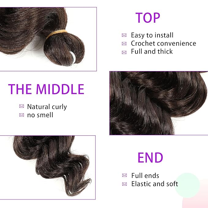 Ocean Wave Crochet Hair Deep Wave Crochet Curl Hair Water Wave Synthetic Curly Braiding Hair Extensions 8 Packs (9 Inch 4#)
