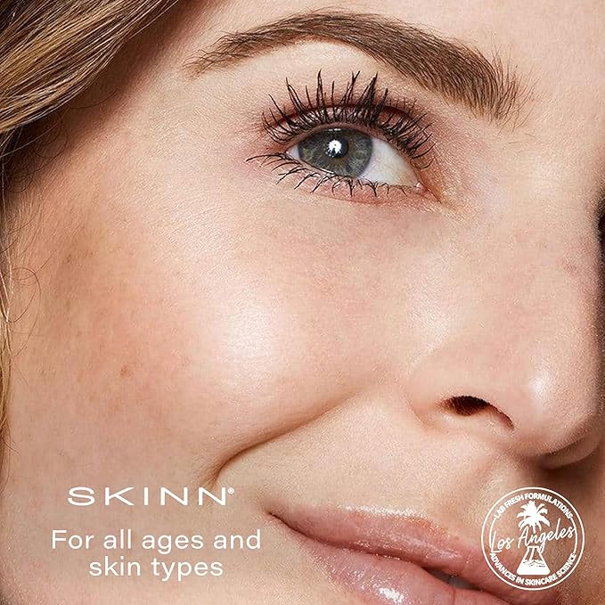 SKINN Lash-Redemption 4-in-1 Mascara - Eyelash Mascara with Soft Bristle &amp Hourglass Applicator Thickens Curls Lengthens &amp Nourishes Lashes - Alcohol-Free Formula Clump &amp Flake Resistan