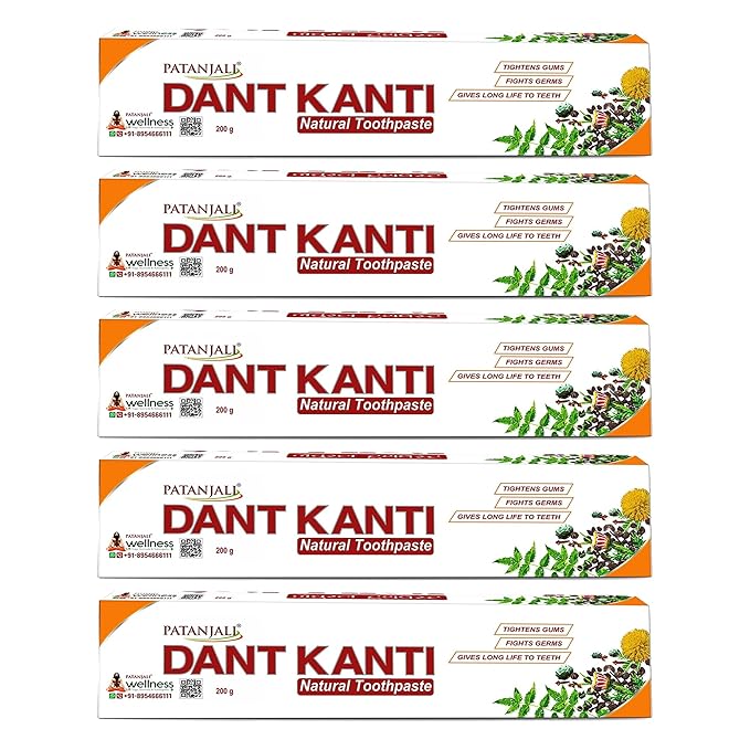 Patanjali Dant Kanti Natural Toothpaste 200g / 6.76 fl oz ? (Pack of 5)