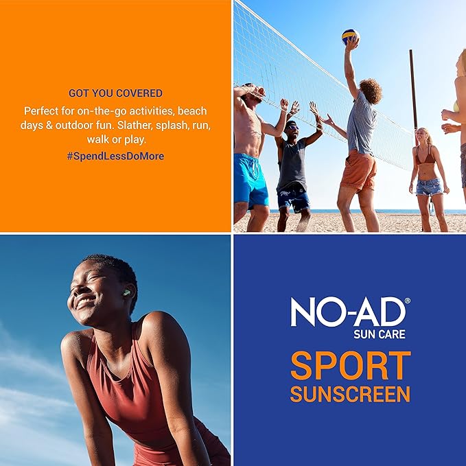 NO-AD SPF 50 SPORT Sunscreen Lotion | Hypoallergenic | Broad Spectrum UVA/UVB Protection | Water Resistant | Octinoxate &amp Oxybenzone Free with moisturizing Vitamin E and Aloe 16oz