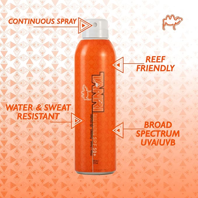 TANRI SPF50+ Aerosol Free Sunscreen Spray Hawaii 104 Reef Act Compliant Sunscreen Spray for Face and Body Water &amp Sweat Proof Octinoxate &amp Oxybenzone Free UVA/UVB Protection 6 fl. oz. (3