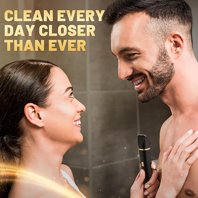 Electric Razor for Men IPX7 Waterproof Versatile Shaver for Temple Groin Nose Ear Hairs Beard Body Hair Trimmer Painless Grooming Kit with 2 Replaceable Heads Birthday Gifts for Men