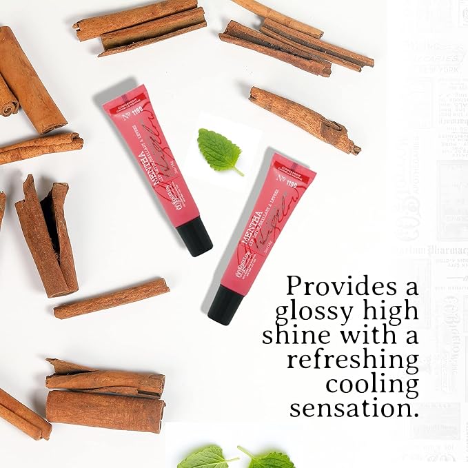 C.O. Bigelow Cinnamint Mentha Lip Shine Balm Tubes Pack of 3 Bulk Lip Gloss with Cinnamon &amp Peppermint Oil High Gloss Shine Finish 0.5 oz