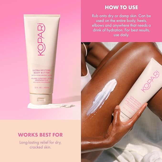 Kopari Jumbo Ultra Restore Body Butter Whipped Lightweight Formula Hyaluronic Acid &amp Mango Seed Butter Deep &amp Long-Lasting Moisture Coconut 12 oz