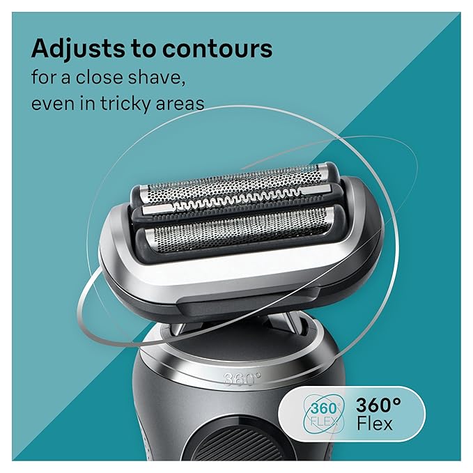 Braun Electric Shaver for Men Series 7 7127cs Wet &amp Dry Shave Turbo &amp Gentle Shaving Modes Waterproof Foil Shaver Engineered in Germany with Beard Trimmer Charging Stand Space Grey