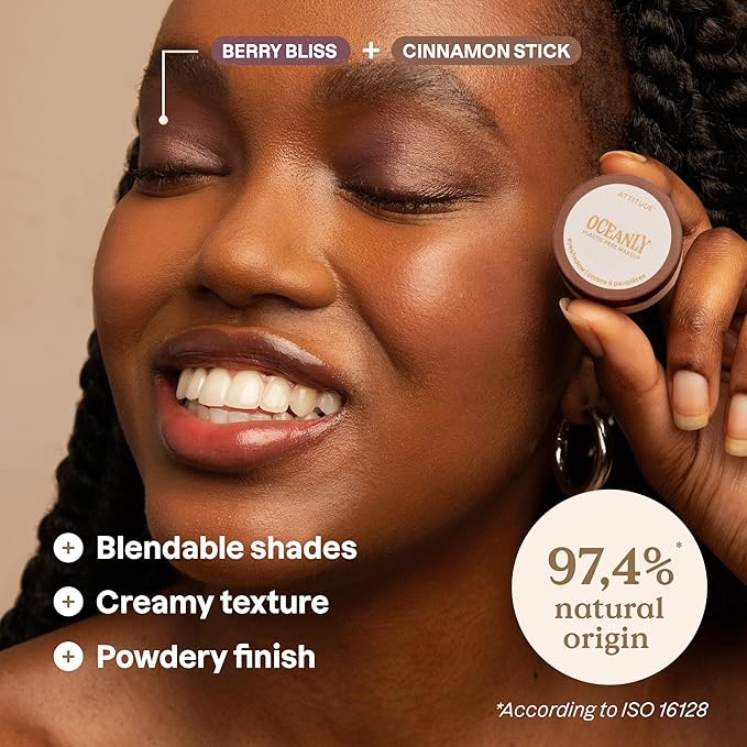 ATTITUDE Oceanly Eyeshadow EWG Verified Single Shimmer Cream Eyeshadow Plastic-Free Vegan Beauty and Makeup Cinnamon Stick 0.16 Fl Oz
