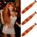 Orange Straight Human Hair Bundles 24 26 28 Inch Brazilian Remy Virgin 10A Straight 3 Bundles Human Hair Hair Extensions Bundles Orange