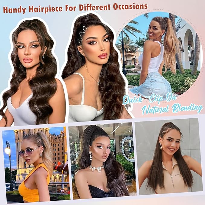 Hairro Claw Clip In Ponytails Extensions Jaw On Real Hair Ponytail Long Jaw/Claw Pony Tail With Clips Hairpieces For Women 18 Inch 115g #60 Platinum Blonde