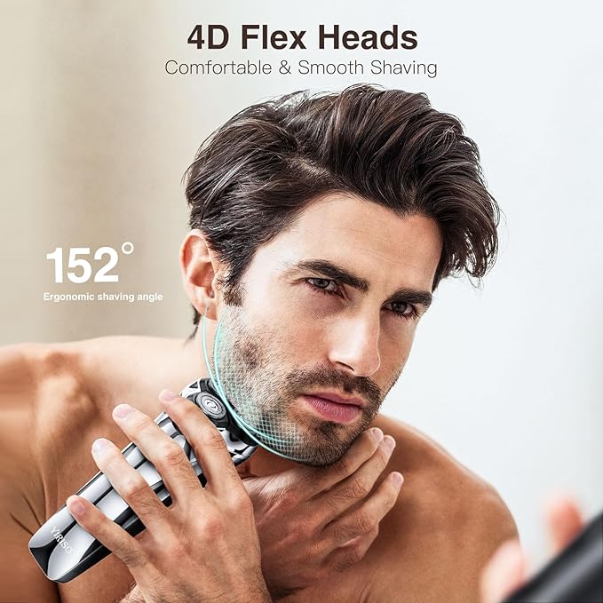 Electric Razor for Men Men?™s Electric Shavers Wet &amp Dry Shaver with Pop-up Trimmer USB-C Rechargeable Waterproof Portable Shaver with LCD Display/Travel Organizer/Travel Lock Ideal Men Gift