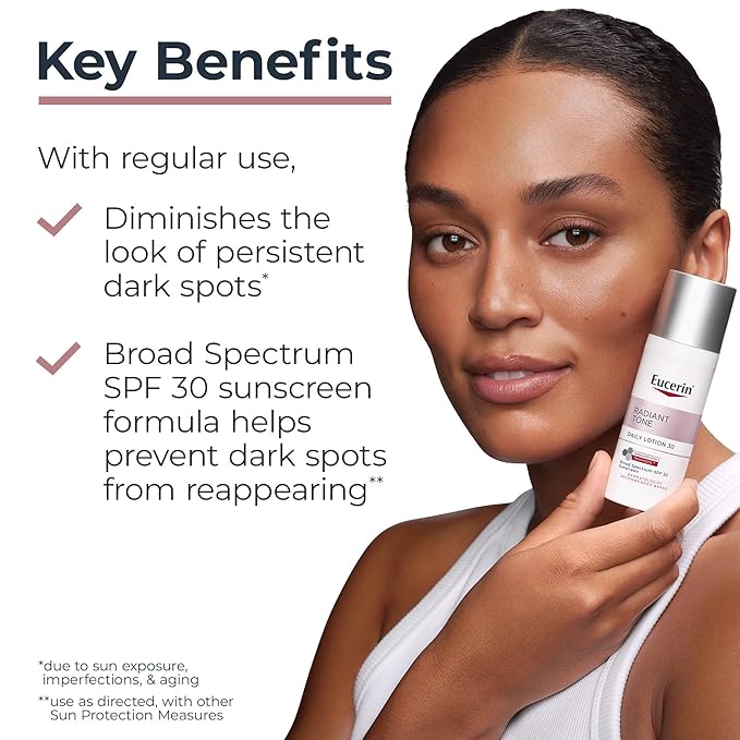 Eucerin Radiant Tone Daily Face Lotion with SPF 30 Dark Spot Corrector with Thiamidol Helps Visibly Reduce the Look of Dark Spots All Skin Types Holiday Gifts for Self Care 1.7 Fl Oz Bottle