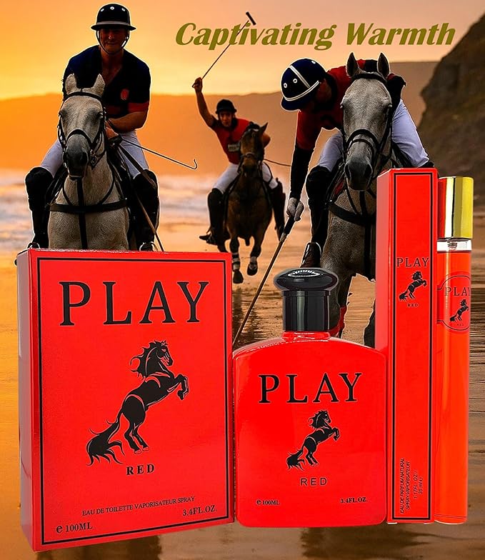 Blue For Men &amp Play Red 04-Piece Set Cologne for Men 2x100ml &amp Mini Perfume 2x35ml Eau de Toilette long-lasting cranberry sage &amp pink pepper notes for daytime Travel perfume bottle
