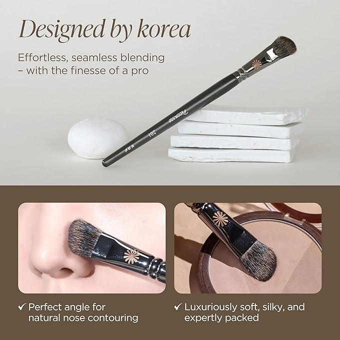 Piccasso 201 Nose Shading Brush ? Soft Hair Makeup Brush for Nose Shaper and Face Makeup Small Angled Brush for Precise Contouring and Blending Korean Professional Beauty Tool for Daily Use