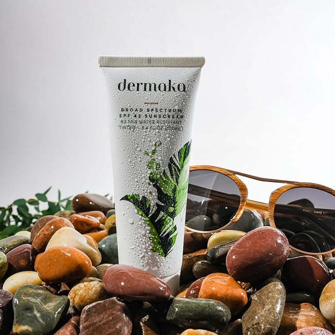 Dermaka Sunscreen SPF 42 for Face &amp Body ? 2-in-1 Lightly Tinted Mineral Sunscreen with Zinc Oxide &amp Titanium Dioxide ? Skin Soothing Water-Resistant 80 Min 3.4 oz