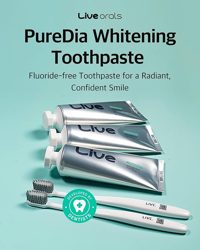 Live Orals Whitening Toothpaste 80g x 5 Units - Fluoride-Free Nano Hydroxyapatite &amp Hydrogen Peroxide Sensitive Teeth Enamel Strengthening Natural Mint Gel