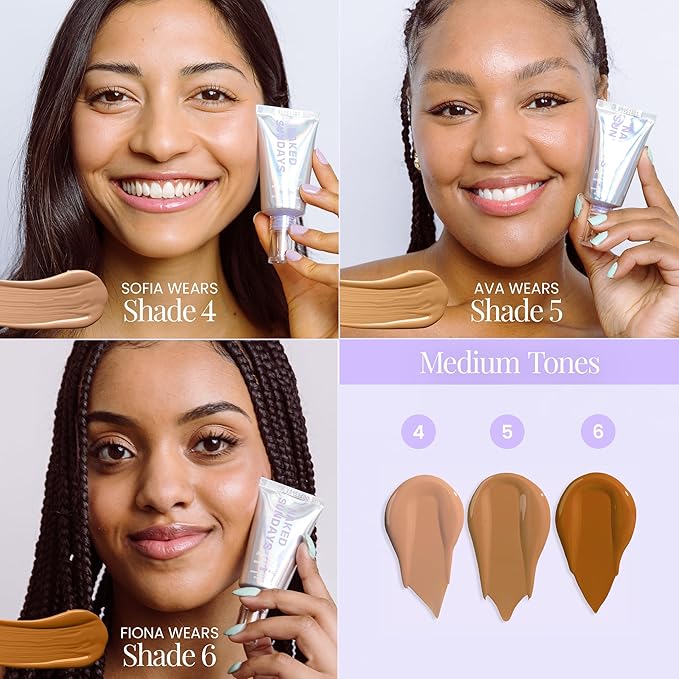 Naked Sundays BeautyScreen??SPF 50 Mineral Peptide Foundation Tint ? 2-in-1 Skin Tint &amp Mineral Sunscreen | Radiant Buildable Coverage Acne-Safe Infused with Peptides (4 Medium honey 1.01 fl o