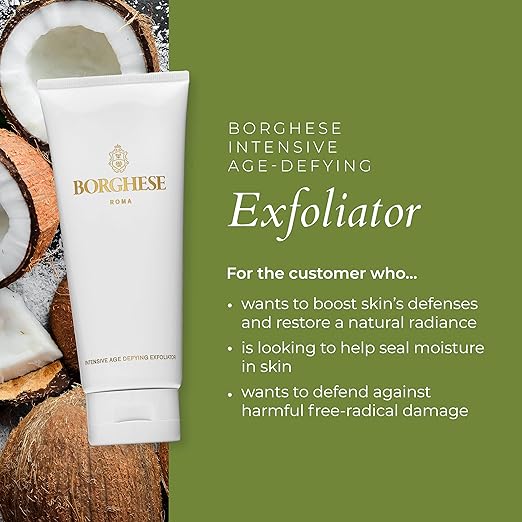 Borghese Intensive Age Defying Exfoliator - Weekly Foaming Facial Exfoliator Scrub with Peptides &amp Hyaluronic Acid for Smooth Skin for All Skin Types